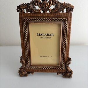 Malabar Collection Brown Gold Ornate 5x7 Glass Photo 9x11 Frame